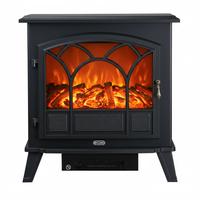 Poêle électrique rétro - Noir - Chauffage ancien vintage - Flammes LED - Emberton - ECOSO par Hudson Reed