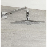 Pommeau de douche carré de 20 cm et bras mural incurvé – Kubix