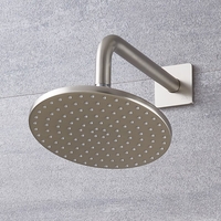 Pommeau de douche rond Ø 18,  8 cm & Bras mural - Nickel Brossé - Aldwick