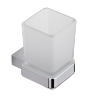 Porte Brosse à Dents Zinc Chromé Verre Dépoli Accessoire Salle de Bain