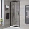 Porte de douche coulissante - 80 cm - Triple volet - Noir - En niche - Design moderne - Hudson Reed Nox