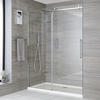 Porte de douche coulissante rectangulaire - Sans cadre - 150 cm - Design moderne - Chromé - Portland - Hudson Reed