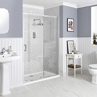 Porte de douche coulissante rectangulaire – Chromé - Design rétro - 100 cm - Langley - Hudson Reed