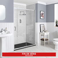 Porte de douche coulissante rétro avec receveur anthracite à effet texturé – Choix de tailles - Langley
