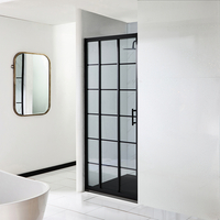 Porte de douche coulissante triple - 90 cm - Verrière noire – Avec receveur à effet texturé anthracite - 90 cm x 80 cm - Barq