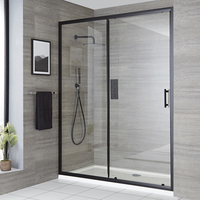 Porte de douche noir - 150 cm - Coulissante - Design moderne - Niche - Hudson Reed Nox