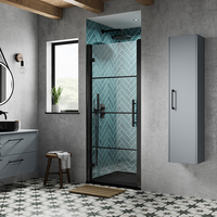 Porte de douche pivotante – Design moderne - Poignée charnière - Noir – 80 cm - Apex - Hudson Reed