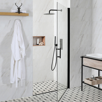 Porte de douche pivotante rectangulaire – Design moderne - 100 cm – Noir – Poignée charnière - Nox - Hudson Reed