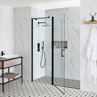 Porte de douche pivotante rectangulaire – Design moderne - 116 cm – Noir – Poignée charnière - Nox - Hudson Reed