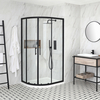 Porte de douche quart de cercle incurvé - Noir – Design Moderne - 120 x 90 cm – Nox - Hudson Reed