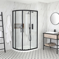 Porte de douche quart de cercle incurvé - Noir – Design Moderne - 120 x 90 cm – Nox - Hudson Reed