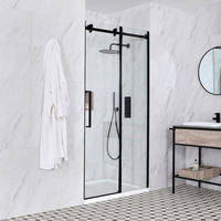 Porte de douche sans cadre coulissante - Rectangulaire - Design moderne - Noir - 195 x 150 cm - Nox - Hudson Reed