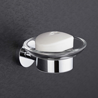 Porte-Savon Laiton Chromé Verre Transparent Pose Murale Design Moderne