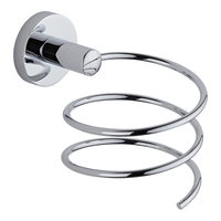 Porte Sèche-Cheveux Spiral Moderne Laiton Massif Chromé Pose Murale