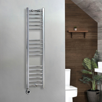 Porte-serviettes électrique étroit – Chromé – 120 cm x 30 cm - Avec élément thermostatique câblé - Kent – ECOSO par Hudson Reed