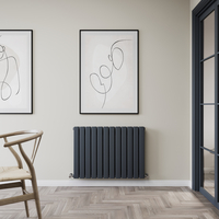 Radiateur convecteur design horizontal – 60 cm x 84 cm – Anthracite – Acier - Type 21 – Eau Chaude - Hudson Reed