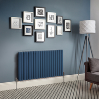 Radiateur design horizontal - 2 rangs - Bleu foncé - 63, 5 x 118 cm - Design moderne - Vitality - Hudson Reed