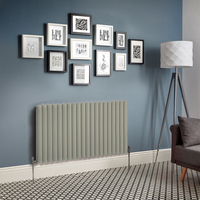 Radiateur design horizontal - 2 rangs - Vert sauge - 63, 5 x 118 cm - Design moderne - Vitality - Hudson Reed
