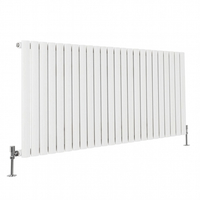 Radiateur design horizontal - 59, 5 x 141, 6 cm - 1000W - Eau chaude - Acier blanc - Chauffage mural - Rang simple