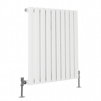 Radiateur design horizontal - 59, 5 x 59 cm - Chauffage eau - Acier blanc - Panneau plat - Sterling Quinn x Hudson Reed
