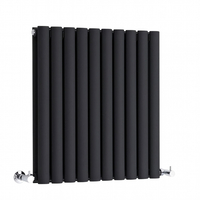 Radiateur design horizontal – 59, 5 cm x 59 cm – Noir – Rang double – Sterling Quinn