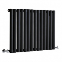 Radiateur design horizontal – 59, 5 cm x 82, 6 cm – Noir – Acier - Rang simple – Eau chaude - 600W - Sterling Quinn