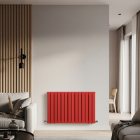 Radiateur design horizontal à panneaux plats – Rouge (Siamese Red) – 63, 5 cm x 98 cm – Rang double – Delta