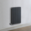 Radiateur design électrique horizontal – Anthracite – 63, 5 cm x 41, 3 cm – Double rang – Avec thermostat intégré chromé – Sur prise – Sloane – ECOSO par Hudson Reed