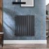 Radiateur design électrique horizontal – Anthracite – 63, 5 cm x 59 cm - Avec thermostat extrene - Câblé - Avec cache câble - Vitality – ECOSO par Hudson Reed