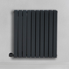 Radiateur design électrique horizontal – Anthracite – 63, 5 cm x 59 cm – Double rang – Avec thermostat externe – Câblé avec cache câble – Sloane – ECOSO par Hudson Reed
