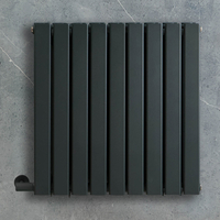 Radiateur design électrique horizontal – Anthracite – 63, 5 cm x 63 cm – Double rang – Avec thermostat externe – Câblé avec cache câble – Delta – ECOSO par Hudson Reed