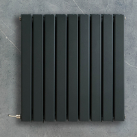 Radiateur design électrique horizontal – Anthracite – 63, 5 cm x 63 cm – Double rang – Avec thermostat intégré – Sur prise – Delta – ECOSO par Hudson Reed
