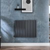Radiateur design électrique horizontal – Anthracite – 63, 5 cm x 82, 6 cm - Double rang - Avec thermostat extrene - Câblé - Avec cache câble - Vitality – ECOSO par Hudson Reed