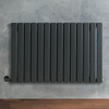 Radiateur design électrique horizontal – Anthracite – 63, 5 cm x 98 cm – Avec thermostat externe – Câblé avec cache câble – Delta – ECOSO par Hudson Reed