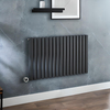 Radiateur design électrique horizontal – Anthracite – 63, 5 x 100 cm - 2 rangs - Thermostat wifi chromé - Câblé - Vitality – ECOSO x Hudson Reed