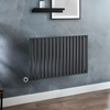 Radiateur design électrique horizontal – Anthracite – 63, 5 x 100 cm - Avec thermostat wifi chromé - Sur prise - Vitality – ECOSO x Hudson Reed