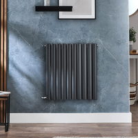 Radiateur design électrique horizontal – Anthracite – 63, 5 x 59 cm - 2 rangs - Avec thermostat wifi extrene - Câblé - Vitality – ECOSO x Hudson Reed