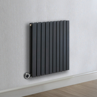 Radiateur design électrique horizontal – Anthracite – 63, 5 x 59 cm – 2 rangs – Avec thermostat wifi chromé – Sur prise – Sloane – ECOSO x Hudson Reed