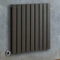 Radiateur design électrique horizontal – Anthracite – 63, 5 x 63 cm – 2 rangs – Avec thermostat connecté chromé – Câblé – Delta – ECOSO x Hudson Reed