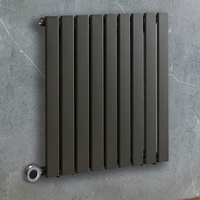 Radiateur design électrique horizontal – Anthracite – 63, 5 x 63 cm – Avec thermostat wifi chromé – Sur prise – Delta – ECOSO x Hudson Reed