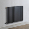 Radiateur design électrique horizontal – Anthracite – 63, 5 x 82, 6 cm – Avec thermostat intelligent chromé – Câblé – Sloane – ECOSO x Hudson Reed
