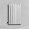 Radiateur design électrique horizontal – Blanc – 63, 5 cm x 41, 3 cm – Double rang – Avec thermostat externe – Câblé avec cache câble – Sloane – ECOSO par Hudson Reed