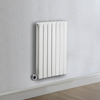 Radiateur design électrique horizontal – Blanc – 63, 5 cm x 41, 3 cm – Double rang – Avec thermostat intégré chromé – Câblé – Sloane – ECOSO par Hudson Reed