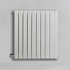 Radiateur design électrique horizontal – Blanc – 63, 5 cm x 59 cm – Double rang – Avec thermostat externe – Câblé avec cache câble – Sloane – ECOSO par Hudson Reed