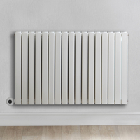 Radiateur design électrique horizontal – Blanc – 63, 5 cm x 82, 6 cm – Double rang – Avec thermostat intégré – Câblé – Sloane – ECOSO par Hudson Reed