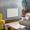 Radiateur design électrique horizontal – Blanc – 63, 5 cm x 98 cm – Double rang – Avec thermostat externe – Câblé avec cache câble – Delta – ECOSO par Hudson Reed