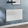 Radiateur design électrique horizontal – Blanc – 63, 5 x 100 cm - Avec thermostat connecté chromé - Sur prise - Vitality – ECOSO x Hudson Reed