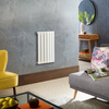 Radiateur design électrique horizontal – Blanc – 63, 5 x 42 cm – Avec thermostat intelligent externe – Câblé – Delta – ECOSO x Hudson Reed