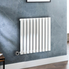 Radiateur design électrique horizontal – Blanc – 63, 5 x 59 cm - Avec thermostat wifi intégré chromé - Câblé - Vitality – ECOSO x Hudson Reed