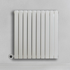 Radiateur design électrique horizontal – Blanc – 63, 5 x 59 cm – 2 rangs – Avec thermostat wifi – Sur prise – Sloane – ECOSO x Hudson Reed